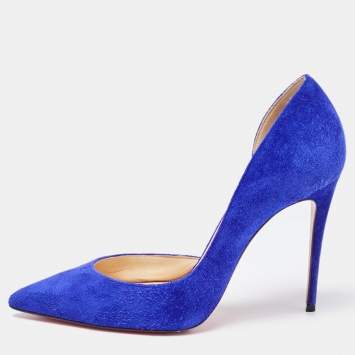 Pre Owned Christian Louboutin Blue Suede Iriza Pumps Size 36.5