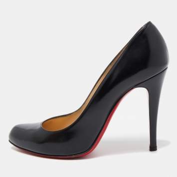 Pre Owned Christian Louboutin Black Leather Simple Pointed Toe Pumps Size 39.5