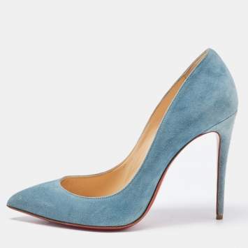 Pre Owned Christian Louboutin Blue Suede Pigalle Follies Pumps Size 37