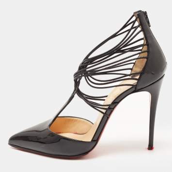 Pre Owned Christian Louboutin Black Patent  Confusa Sandals Size 36