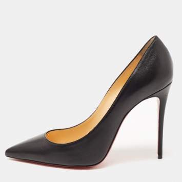 Pre Owned Christian Louboutin Black Leather Pigalle Pointed Toe Pumps Size 38.5