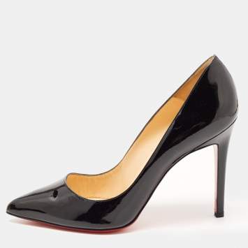 Pre Owned Christian Louboutin Black Patent Leather Pigalle Pumps Size 38.5