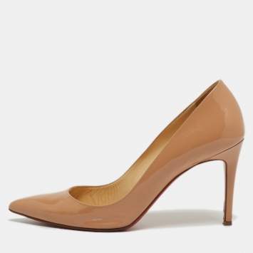 Pre Owned Christian Louboutin Beige Patent Leather Pigalle Pumps Size 41