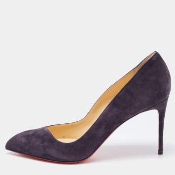 Pre Owned Christian Louboutin Plum Suede Corneille Pumps Size 39