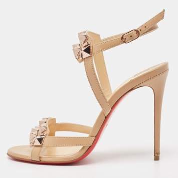 Pre Owned Christian Louboutin Beige Leather Galerietta Sandals Size 37