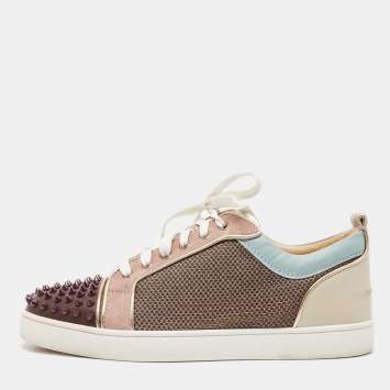 Pre Owned Christian Louboutin Multicolor Leather and Suede Louis Junior  Sneakers Size 43.5
