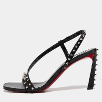 Pre Owned Christian Louboutin Black Leather Rosa Condorapik Sandals Size 38