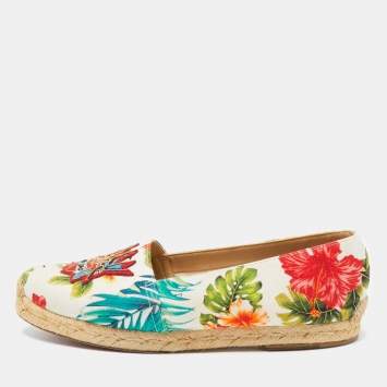 Pre Owned Christian Louboutin Multicolor Canvas Gala Espadrille  Flats Size 38