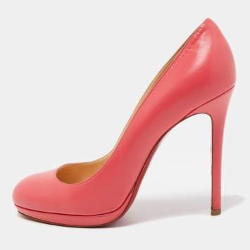 Pre Owned Christian Louboutin Pink Leather Simple Round Toe Pumps Size 40