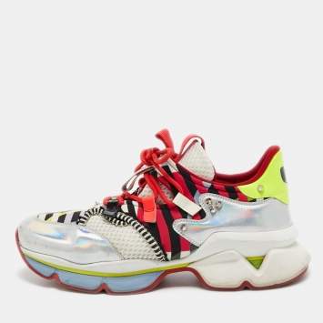 Pre Owned Christian Louboutin Multicolor Leather and Mesh Runner Sneakers Size 40