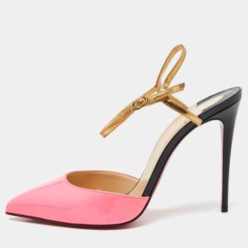 Pre Owned Christian Louboutin Multicolor Patent and Leather Riverina Sandals Size 40.5