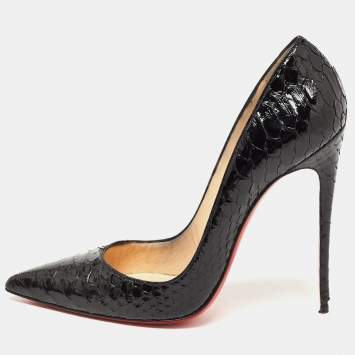 Pre Owned Christian Louboutin Black Python Leather So Kate Pumps Size 41