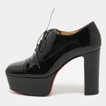 Pre Owned Christian Louboutin Black Patent Leather Goosinette Pumps Size 36