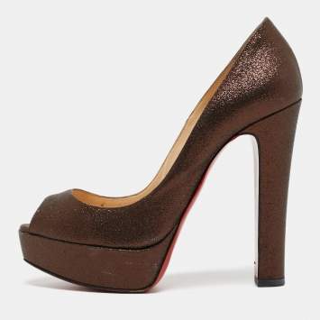 Pre Owned Christian Louboutin Metallic Glitter Bambou Pumps Size 37