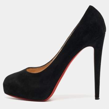 Pre Owned Christian Louboutin Black Suede Declic Platform Pumps Size 40