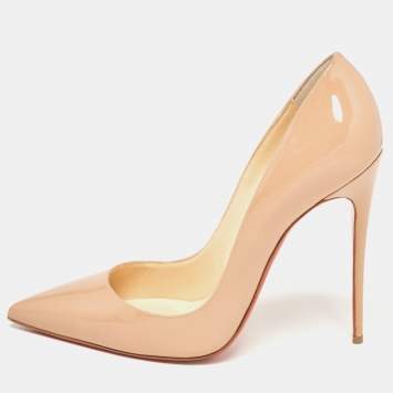 Pre Owned Christian Louboutin Beige Patent Leather So Kate Pumps Size 39.5