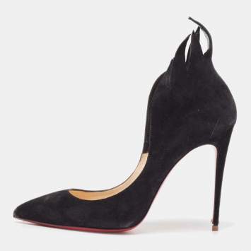 Pre Owned Christian Louboutin Black Suede Victorina Pumps Size 37.5