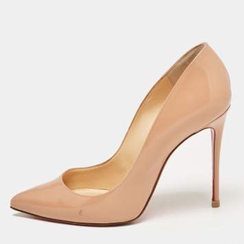 Pre Owned Christian Louboutin Beige Patent So Kate Pumps Size 38