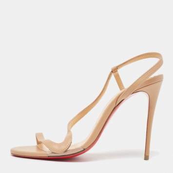 Pre Owned Christian Louboutin Beige PVC and Leather Rosalie Sandals Size 36
