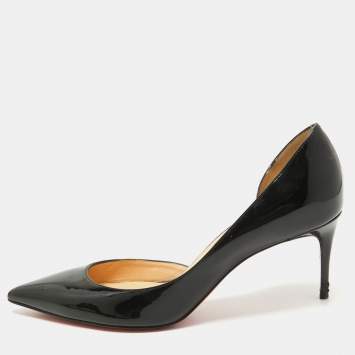 Pre Owned Christian Louboutin Black Patent Leather Iriza Pumps 37.5