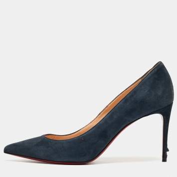 Pre Owned Christian Louboutin Navy Blue Suede Kate Pumps Size 38.5