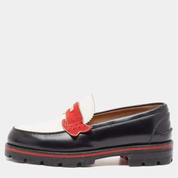 Pre Owned Christian Louboutin Tricolor Leather Monono Loafers Size 40