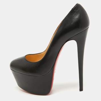 Pre Owned Christian Louboutin Black Leather Bianca Pumps Size 38.5