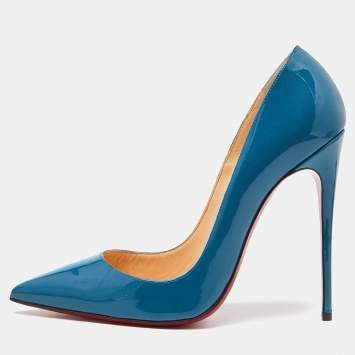 Pre Owned Christian Louboutin Blue Patent So Kate Pumps Size 38