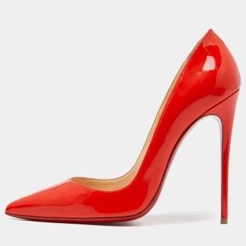 Pre Owned Christian Louboutin Red Patent Pigalle Pumps Size 38