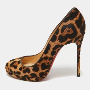 Pre Owned Christian Louboutin Two Tone Leopard Print Calf Hair Neofilo Pumps Size 39