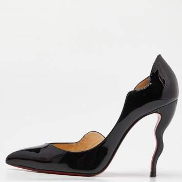 Pre Owned Christian Louboutin Black Patent Iriza Pumps Size 36.5