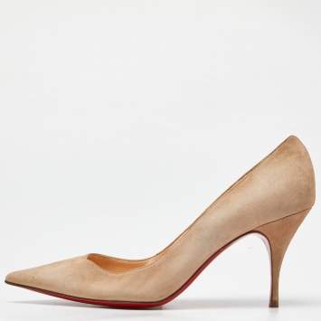 Pre Owned Christian Louboutin Beige Suede Pumps Size 36