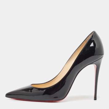 Pre Owned Christian Louboutin Black Patent Kate Pumps Size 37.5