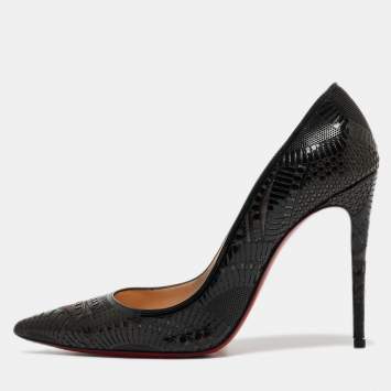 Pre Owned Christian Louboutin Black Patent Leather Pumps Size 38.5