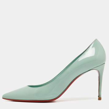 Pre Owned Christian Louboutin Light Green Patent Leather Pigalle Pointed Toe Pumps Size 38