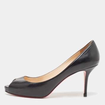 Pre Owned Christian Louboutin Black Leather Very Prive Pumps Size 40.5