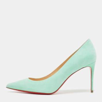 Pre Owned Christian Louboutin Blue Suede Kate Pumps Size 38