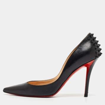 Pre Owned Christian Louboutin Black Leather Zappa Pumps Size 38