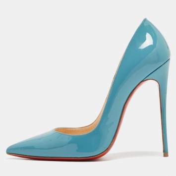 Pre Owned Christian Louboutin Blue Patent Leather So Kate Pumps Size 38