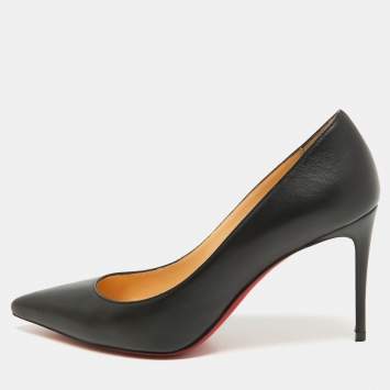 Pre Owned Christian Louboutin Black Leather Kate Pumps Size 38