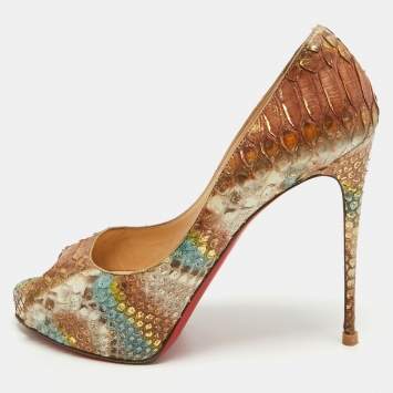 Pre Owned Christian Louboutin Multicolor Python New Very Prive Pumps Size 40.5