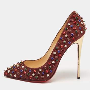Pre Owned Christian Louboutin Grape Suede Follies Cabo Pumps Size 41