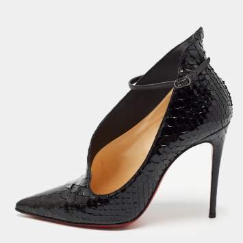 Pre Owned Christian Louboutin Black Python Leather Vampydoly Pumps Size 36.5