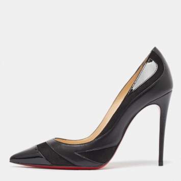 Pre Owned Christian Louboutin Black Suede and Leather Youlahop Pumps Size 35.5