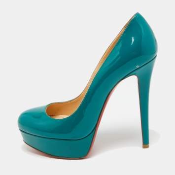 Pre Owned Christian Louboutin Green Patent Leather Bianca Pumps Size 37