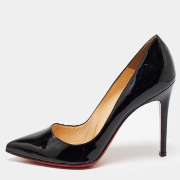 Pre Owned Christian Louboutin Black Patent Leather Pigalle Pumps Size 38.5