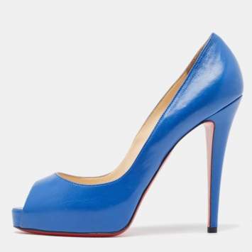 Pre Owned Christian Louboutin Blue Leather Very Prive Pumps Size 40