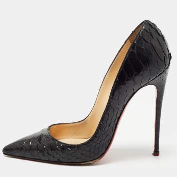 Pre Owned Christian Louboutin Black Python So Kate Pumps Size 39
