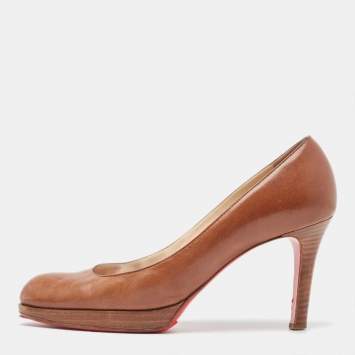 Pre Owned Christian Louboutin Brown Leather New Simple Pumps Size 39