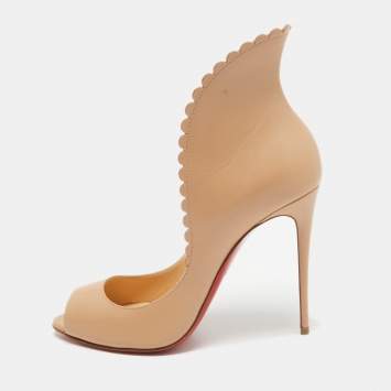 Pre Owned Christian Louboutin Beige Leather Pijonina Pumps Size 39